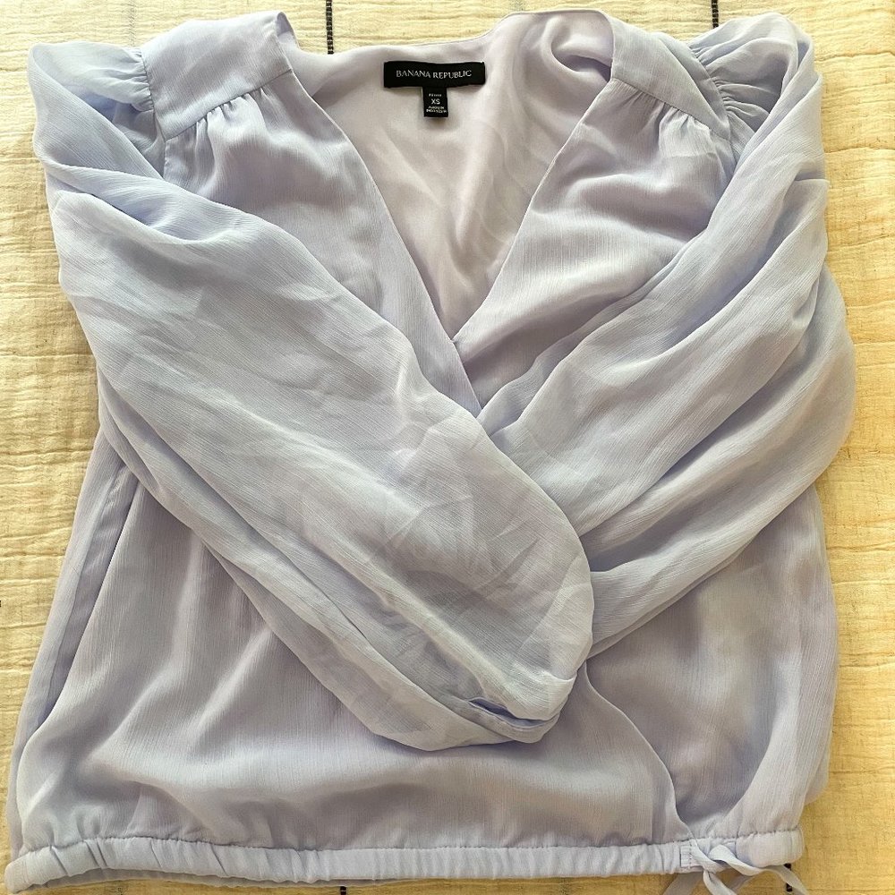 Banana Republic Petite Puff-Sleeve Wrap Top in Periwinkle Blue Sz. XS Petite